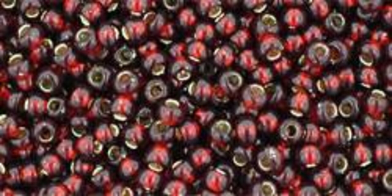 Toho 11/0 Round Japanese Seed Bead, TR11-25D, Silver Lined Garnet